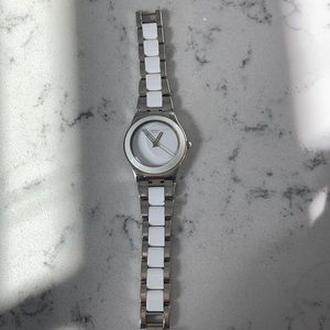 Swatch watch silver and white